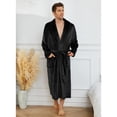 thumbnail image 2 of U2SKIIN Mens Fleece Robe, Soft Warm Long Plush Shawl Collar Fleece Bathrobe,(Black,L-XL), 2 of 5