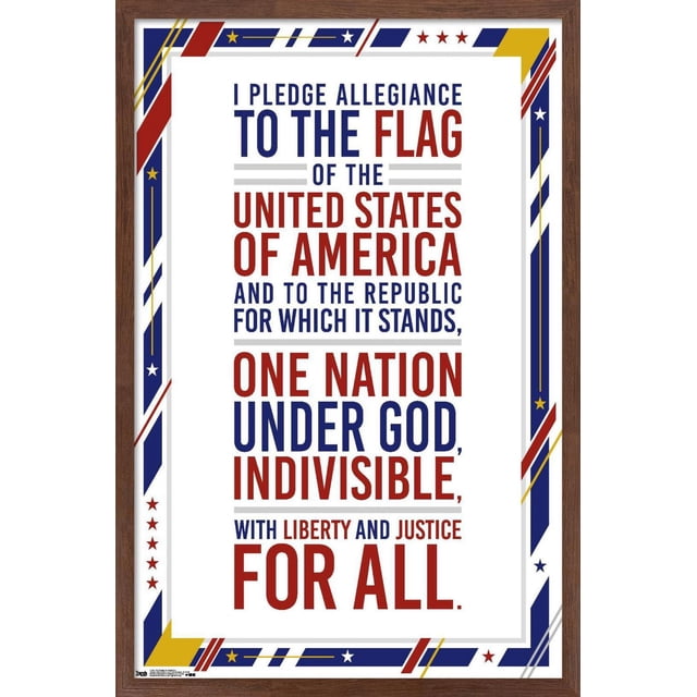 Les États-Unis d'Amérique - Affiche Murale du Serment d'Allégeance, 22,375 Pouces x 34 Pouces Mettant en Vedette le Texte du Serment d'Allégeance en Rouge et Bleu Audacieux sur Papier d'Affiche Blanc Lustré, Encadrée d'Une Bordure Patriotique avec des Étoiles et des Rayures Rouges, Bleues, Blanches et Dorées, art Mural Convenant à la Déco de la Maison Ou du Bureau.