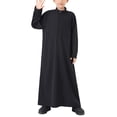 thumbnail image 1 of Boys' Lightweight Muslim Robe - Breathable Arab Middle Eastern Thobe with Pockets, Zip-Up Loungewear for Summer, 1 of 9