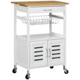 thumbnail image 1 of HOMCOM Kitchen Island with Bamboo Top, Cabinet, Drawer and Wire Basket, 1 of 10