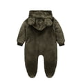 thumbnail image 3 of AherBiu Infant Rompers Fleece Hooded Jumpsuits Zip up Bodysuits Fall Winter Solid Color Warm Fuzzy Newborn Baby Clothes Sets, 3 of 3