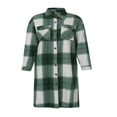 thumbnail image 1 of Women Plaid Windbreaker Coat Button-down Long Sleeve Lapel Jacket With Pockets Fall Spring Outwear, 1 of 6