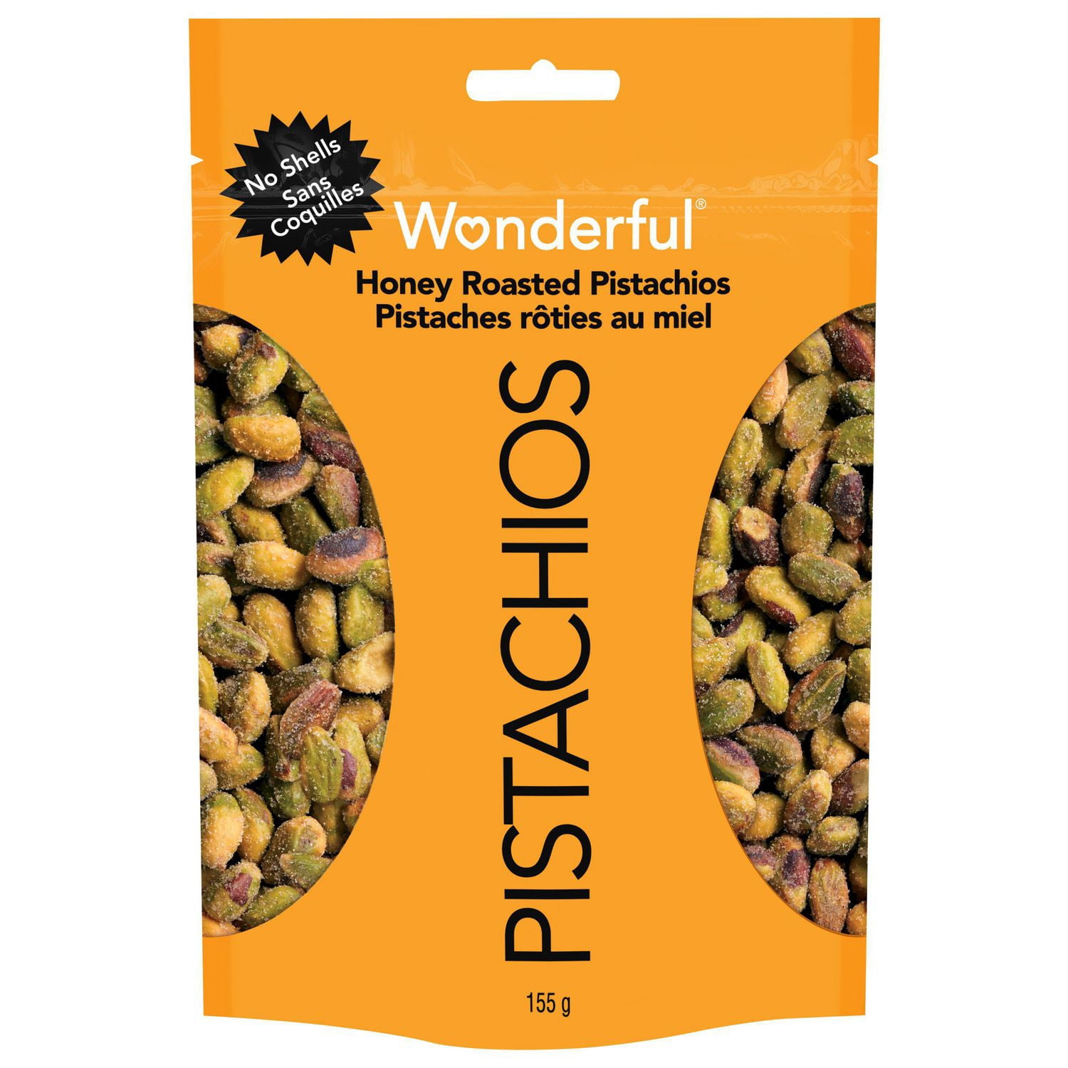 Wonderful Pistachios No Shells Honey Roasted Nuts, 155g Resealable Bag