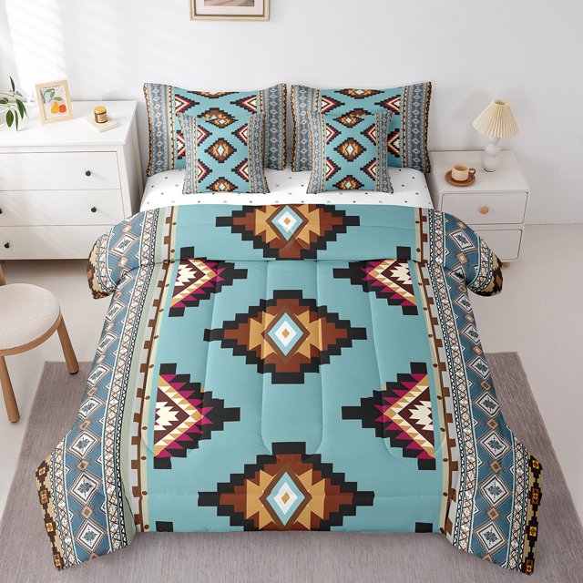 Erosebridal Aztec Bedding Queen Size for Adult, Rustic Bear Bedding Sets Queen Size, Geometric Stripe Decor, 7pcs