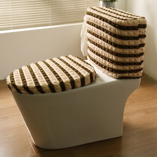 Prix Réduit, Housse de Toilette Séparée, Housse en Tissu Élastique pour Modèles à Réservoir Haut, Housse de Toilette Universelle Toutes Saisons pour la Maison, / 100 % Polyester, Coffee-101 $BS$3