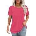 thumbnail image 1 of Yanlir T-Shirt Décontracté pour Femme à Col Rond Uni à Manches Courtes, Hauts de Mode Printemps et Été 2025, T-Shirt Basique Doux à Col Rond, Vêtement Léger pour le Travail et la Plage (Rose Vif,), 1 of 6
