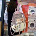 thumbnail image 3 of Women Cute Hit Color Backpack Student Canvas Knapsack with Pendant (Blue), 3 of 6