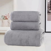 Cagogo Soft Linen Bath Towel Set, 3-Piece Highly Absorbent Quick-Dry Towels, Bath Towel Hand Towel Washcloth, Plush Coral Fleece Bathroom Towels For Adults And Guest, Spa Hotel Home Essentials