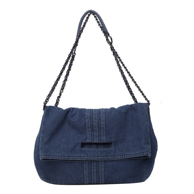 Yhmxh Closet Organizers and Storage Denim Bag Fashionable Large Capacity Chain Shoulder Bag Quality Texture Women Bag Storage Rack