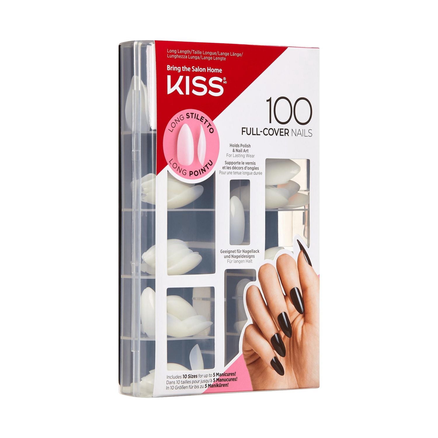Kiss 100 faux ongles - Longs, modèle Stiletto