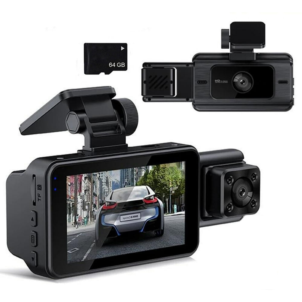 Estbridge Dual 1080P Dash Cam with WiFi  IR Night Vision  Gravity Sensor  and 64GB Card for Car Safety and Convenience