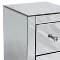 thumbnail image 2 of Kayla Mirrored Nightstand, Mirrored Nightstand, Bedroom Nightstand, MDF Nightstand, Mirrored Bedside Table, Silver Nightstand, Three Drawer Nightstand with Clear Knobs, 2 of 3