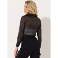 thumbnail image 4 of INSPIRE CHIC Chemise à Manches Longues Transparente en Maille à Col Pointu à Boutons devant pour Femme m Noir, 4 of 5