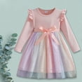 thumbnail image 5 of WUANDIXFA Robe Smockée pour Fille Robe Tutu pour Enfant Robe en Chiffon pour Petite Fille Automne et Printemps à Manches Longues Robe de Fête Rose, 5-6 Ans, 5 of 5