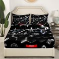 thumbnail image 2 of YST Black Race Car Fitted Sheet Queen Neon Honeycomb Racing Car Games Bedding Set For Kids Boys Teen,Racing Helmet Wheel Checkered Flag Bed Sheets Soft Breathable Fitted Bed Sheets, 2 of 4