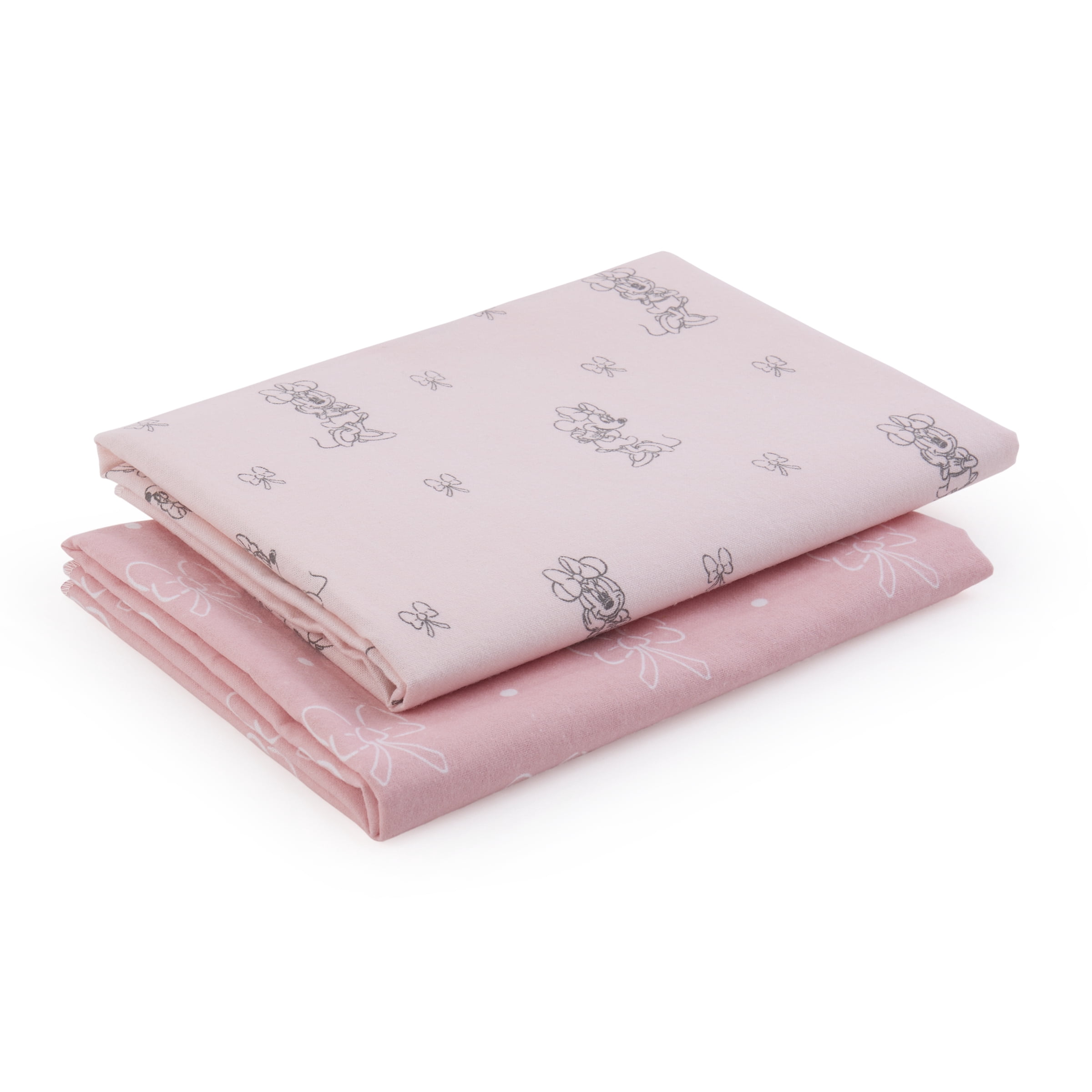 Minnie Mouse Lot de 2 Couvertures en Flanelle de Coton pour Bébé, Nourrisson Fille, Rose