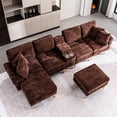 thumbnail image 1 of Canapé Sectionnel Modulaire en U en Chenille Brun avec Fauteuil Inclinable, USB et Rangement – Sièges de Salon 126 Pouces, 1 of 13