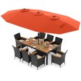 thumbnail image 1 of Costway 11 PCS Patio Wicker Dining Set with Double-Sided Outdoor Umbrella 8 Stackable Chairs, 1 of 9
