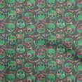 thumbnail image 1 of oneOone Rayon Green Fabric Skull Sewing Craft Projects Fabric Prints By Yard 56 Inch Wide, 1 of 4