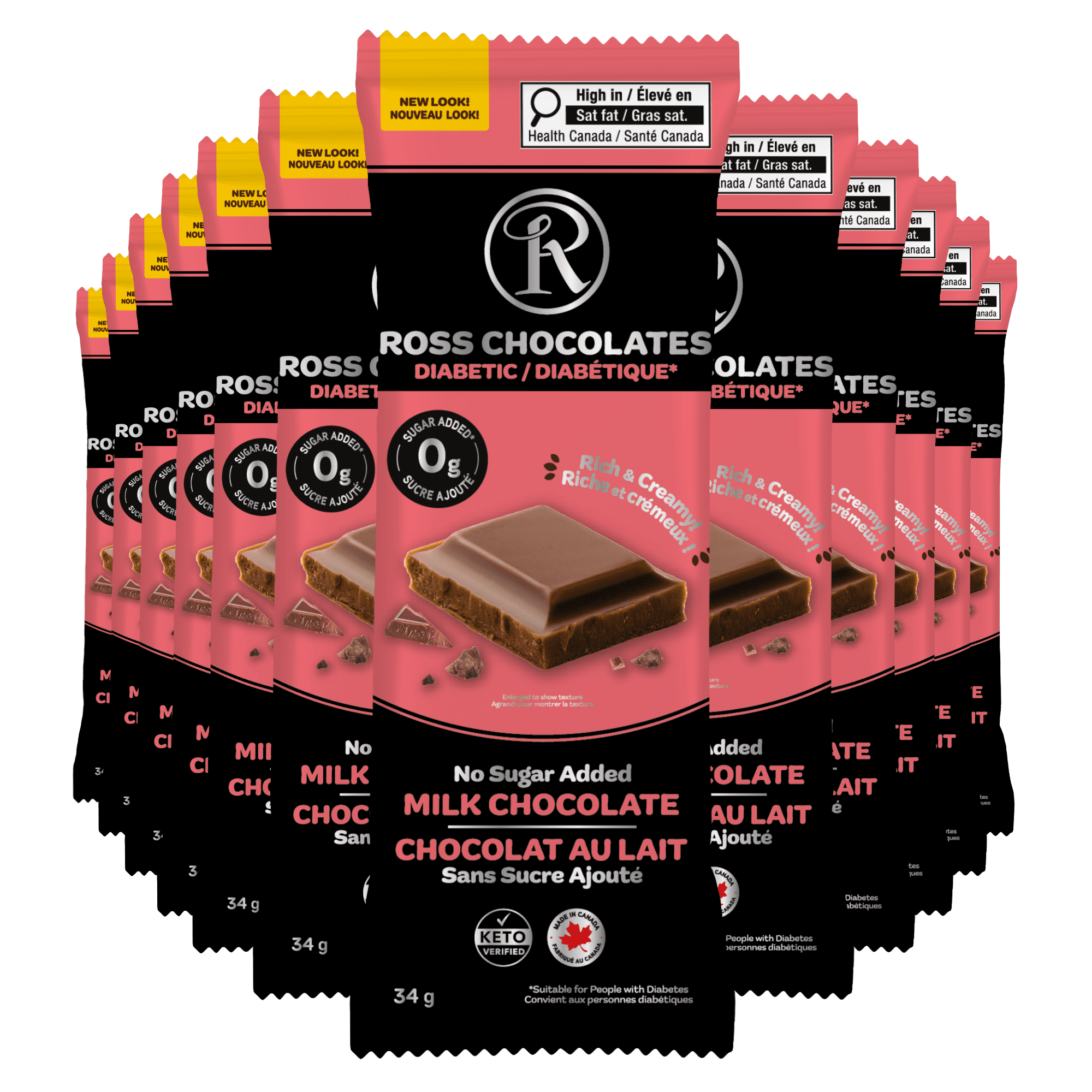 Ross Chocolates - Chocolate Bars No Sugar Added Milk Chocolate x12