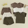 thumbnail image 4 of Plebaso Boys Girls casual Summer Solid Color Short-Sleeved Shorts Two-Piece Set Kids Summer Clothes Suits, 4 of 4