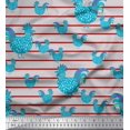 thumbnail image 1 of Soimoi Gray Rayon Fabric Cock & Stripe Print Sewing Fabric Yard 56 Inch Wide, 1 of 5