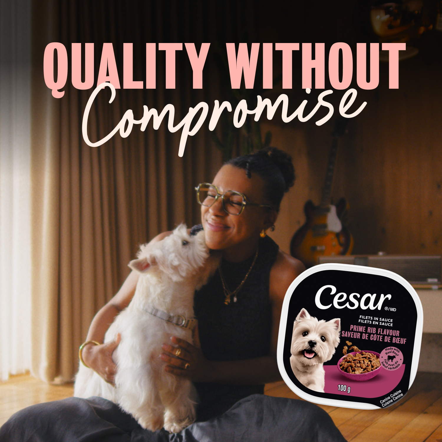 Nourriture humide pour chiens CESAR filets en sauce Paquet Varié 6x100g (saveur de contre-filet / saveur de côte de bœuf)