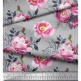 thumbnail image 2 of Soimoi Gray Cotton Poplin Fabric Peony And Ranunculus Floral Fabric Prints By Yard 42 Inch Wide, 2 of 3