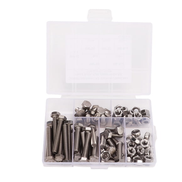 304 Stainless Steel M6 Hex Screw & Nut Assortment Kit - 80 Pieces Including 40 Screws (M6x10, M6x20, M6x30, M6x40 - 10 Each) and 40 Nuts, Corrosion & Rust Resistant with Organized Storage Case for