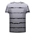 thumbnail image 4 of Penkiiy T-Shirt à Manches Courtes pour Hommes, Col Rond, Rayé, Imprimé, Entraînement Physique, Sport, Gris, 4 of 5