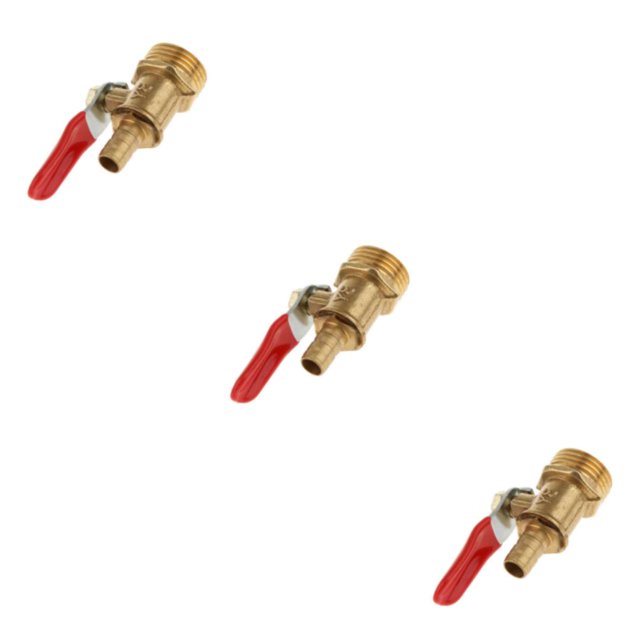 ZheElen Valve à Bille en Laiton Filetée Polyvalente pour Usages Multiples 4 Interfaces 20mm 8mm Rouge 3Ensemble
