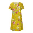thumbnail image 4 of Pisexur Robe à Manches Courtes à Col Rond pour Femme Été Décontractée Col Rond Manches Courtes Plissée Imprimée Robes Femme Robe, 4 of 5