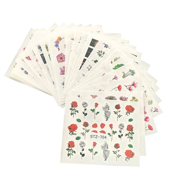 Amdohai 24 Sheets Nail Stickers with Assorted Patterns Water Transfer Blossom Flower Stickers Set Nail Decals for Women Fingernail Decorations