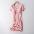 thumbnail image 2 of Zwiiyzr 2025 Pyjama de Maternité pour Femmes Robe d'Allaitement Robes d'Allaitement Uni Col en V Manches Courtes Post-Partum Robe de Grossesse Vêtement de Nuit avec Coussinet de Poitrine Vêtements d'Été de Maternité Rose, 2 of 8