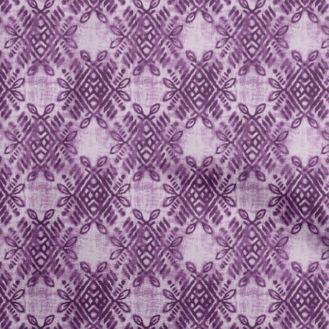 oneOone Tissu Velours Violet Géométrique pour Robe Tissu Imprimé au Mètre 58 Pouces de Large