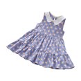 thumbnail image 1 of Yanlir Robe Confortable pour Bébé Fille, Enfants, Sans Manches, à Volants, Imprimé de Fleurs Douces, Col Rond, Robe Mi-Mollet pour Tenues Adorables 2-10 Ans (Violet, 9-10 Ans), 1 of 4
