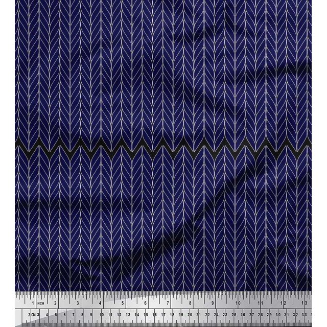 Soimoi Rayon Fabric Herringbone Geometric Printed Craft Fabric by The Yard 42 Inch Wide