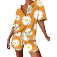 thumbnail image 1 of Innerwin Tenues Imprimé Melon D\'eau Marguerite Ensemble Décontracté pour Femmes Col en V Jaune m, 1 of 2