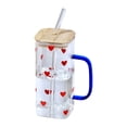 thumbnail image 1 of Heat Glass Cup With Straw 400ML Suitable For Cold Drinks Juice Milk Including Lid Glass Texture Suitable For Various Beverages Kitchen Cups Coffee Mug Large Drinking Set up Glass Food Storage, 1 of 3
