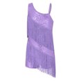 thumbnail image 2 of Mufeng Big Girls Latin Rumba Dancing Clothes Samba Tango Competition Modern Jazz Leotards Tassels Dance Dress Lavender 6, 2 of 6