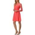 thumbnail image 4 of INSPIRE CHIC Robe Patineuse de Fête pour Femme en Maille Transparente à Manches Transparentes avec Cœurs m Rouge Melon D\'eau, 4 of 6