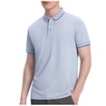 thumbnail image 2 of Styesk T Shirts for Man Solid-Color Casual Button Short Sleeve Turndown Collar Blouse Shirt, 2 of 5