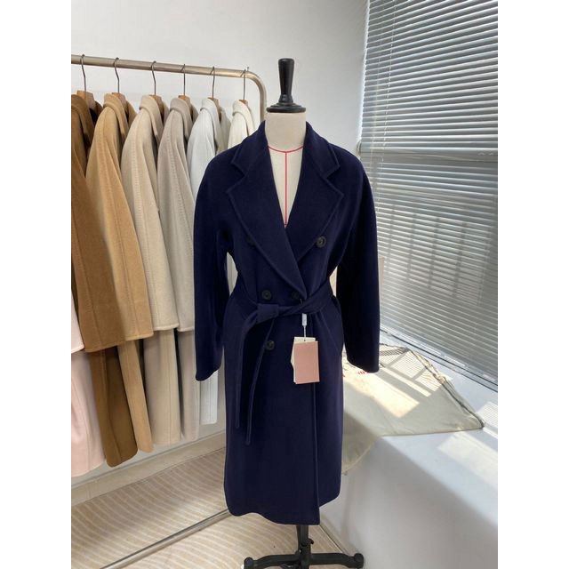 QueenLine High-end Winter Cashmere Camel Color Long Wool Classic Double-breasted Lace-up Gray Red Coat