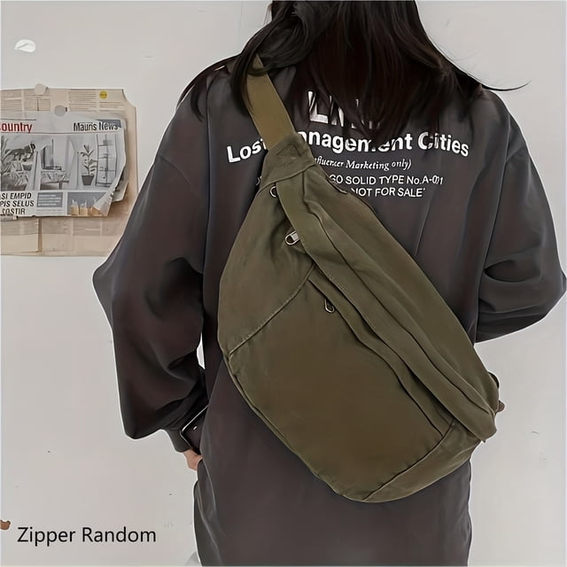 Large Capacity Canvas Chest Bag, Vintage Sling Backpack, Casual Crossbody Bag For
