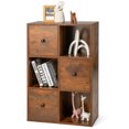 thumbnail image 1 of Costway 6-Cube Wooden Bookcase Storage Organizer with 3 Open Cubes 3 Drawers Rustic Brown, 1 of 10