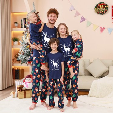 Styesk Tenues Assorties pour la Famille Pyjamas de Noël Ensemble Doux Chandail à Manches Longues Bas Pantalon de Pyjama Tenue de Nuit des Fêtes Tenues Xmas Carreaux Ensembles de Pjs pour Femmes Hommes