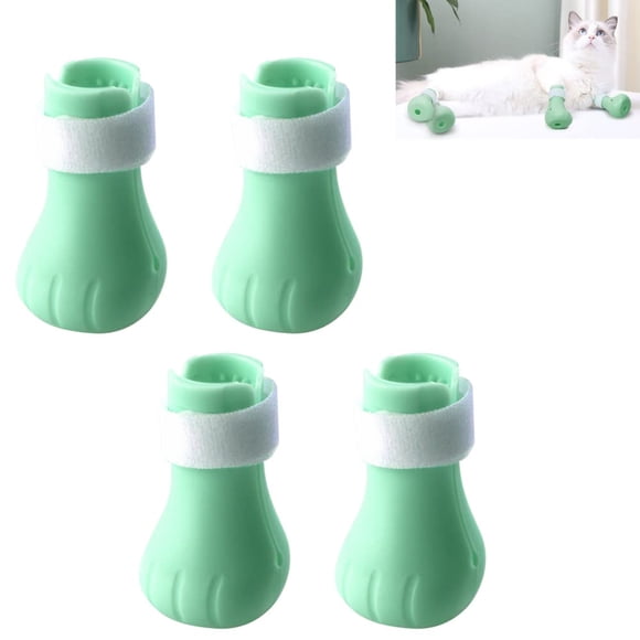 Cat Muzzle and Claw Covers Set – Bubble-Style Breathable Helmet, 4 Silicone Caps for Safe Grooming & Bathing, Green (S/M/L Size Options)