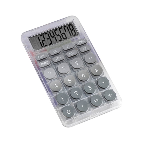 Calculatrice de Bureau Transparente à 8 Chiffres Lcd Mini Calculatrice Financière de Bureau pour Écoliers Usage Domestique Couleur Dégradée Grise Pile Non Incluse F-830 Gris