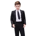 thumbnail image 1 of LUOGENLI Shirts for Boys Midi Length Easter Elegant Boys' Red Sequin Jacket for Weddings Parties and Shirts for Boys 2025 under 20 Black Size 9-12 Years, 1 of 5