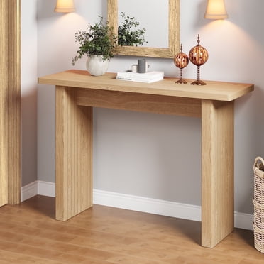 Wirrytor Table Console Carrée en Chêne de 43 Pouces pour Entrée, Table d'Entrée Classique, Tables Étroites Longues, Tables de Sofa pour Salon, Table derrière le Canapé, Table d'Entrée pour Vestibule, Table de Couloir